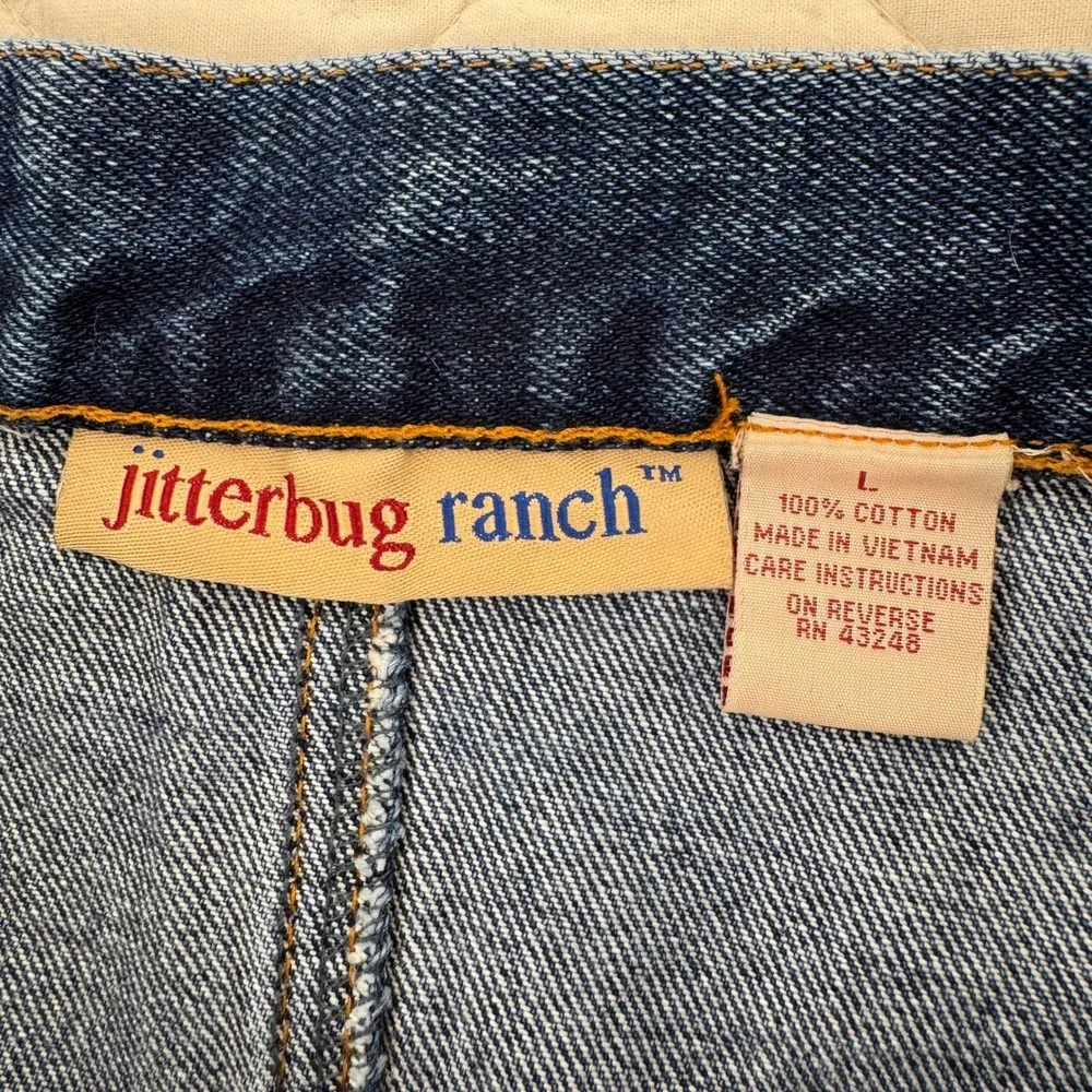 Jitterbug Ranch Denim Maxi Skirt Blue Cotton L Long Jean‎ Skirt Western Pocket - Picture 4 of 11